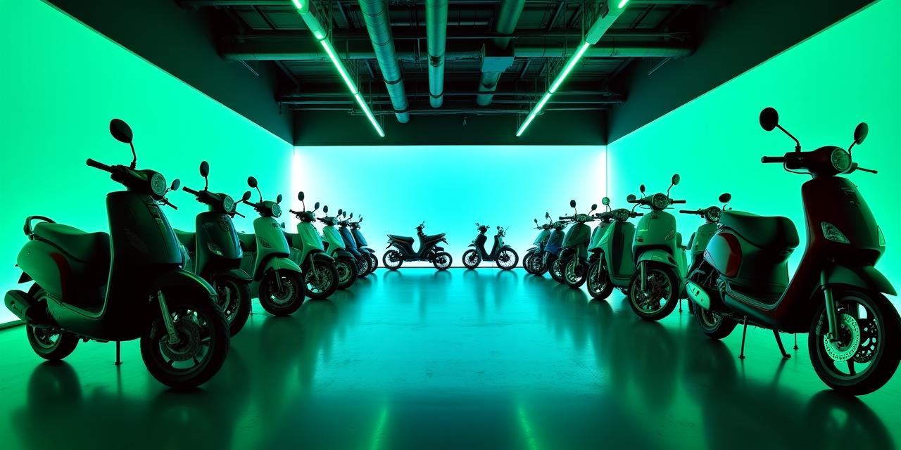Vetrina di scooter e biciclette moderne in uno showroom minimalista